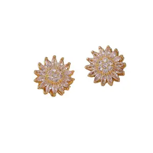 Aretes De Girasolファッションジュエリーイヤリング卸売カスタム回転ひまわりイヤリング女の子用