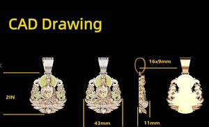 3D Design Avalokitesvara Bouddha Pendentif Bouddhisme Haute Qualité Personnalisé Glacé Véritable Or Plein Diamants Naturels Bijoux Pendentif - Product Image 3