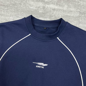 Bulk Wholesale 420 Gsm Thick Hoodie French Terry Oversized Men's Sweatshirts Custom Logo Embroidered <b>Crewneck</b> Sweatshirt Men - Product Image 3