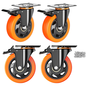 Roues pivotantes robustes en PVC de 100 mm avec frein intégré et plaque supérieure pour chariots et équipements - Product Image 1
