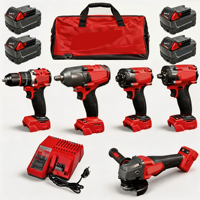 Kit de Herramientas para Trabajo en Exteriores MWQ Rojo 10 en 1, Kit Combinado Multifuncional Duradero Sin Escobillas, Kit Completo de Herramientas Eléctricas para Reparaciones en el Hogar y Bricolaje
