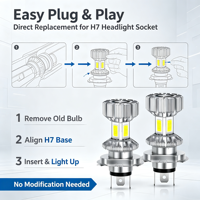 Ampoule de phare LED COB 4 faces H7 6000K Blanc 360 °   Remplacement des phares de voiture à faisceau haut et bas