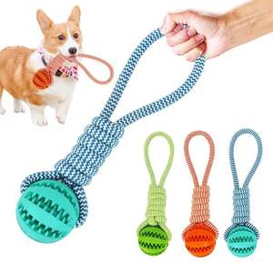 Jouets pour chiens en caoutchouc résistant aux morsures, en forme de pastèque, pour le nettoyage des molaires, avec fonction de distribution de nourriture, en forme de balle en corde - Product Image 1