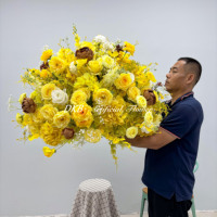 Centro de Mesa de Flores Artificiales de Fábrica, Bola Blanca de 50cm de Diámetro, Centro de Mesa Redondo de Flores 5D con Rosa Blanca y Delphinium de Tacto Real para Bodas