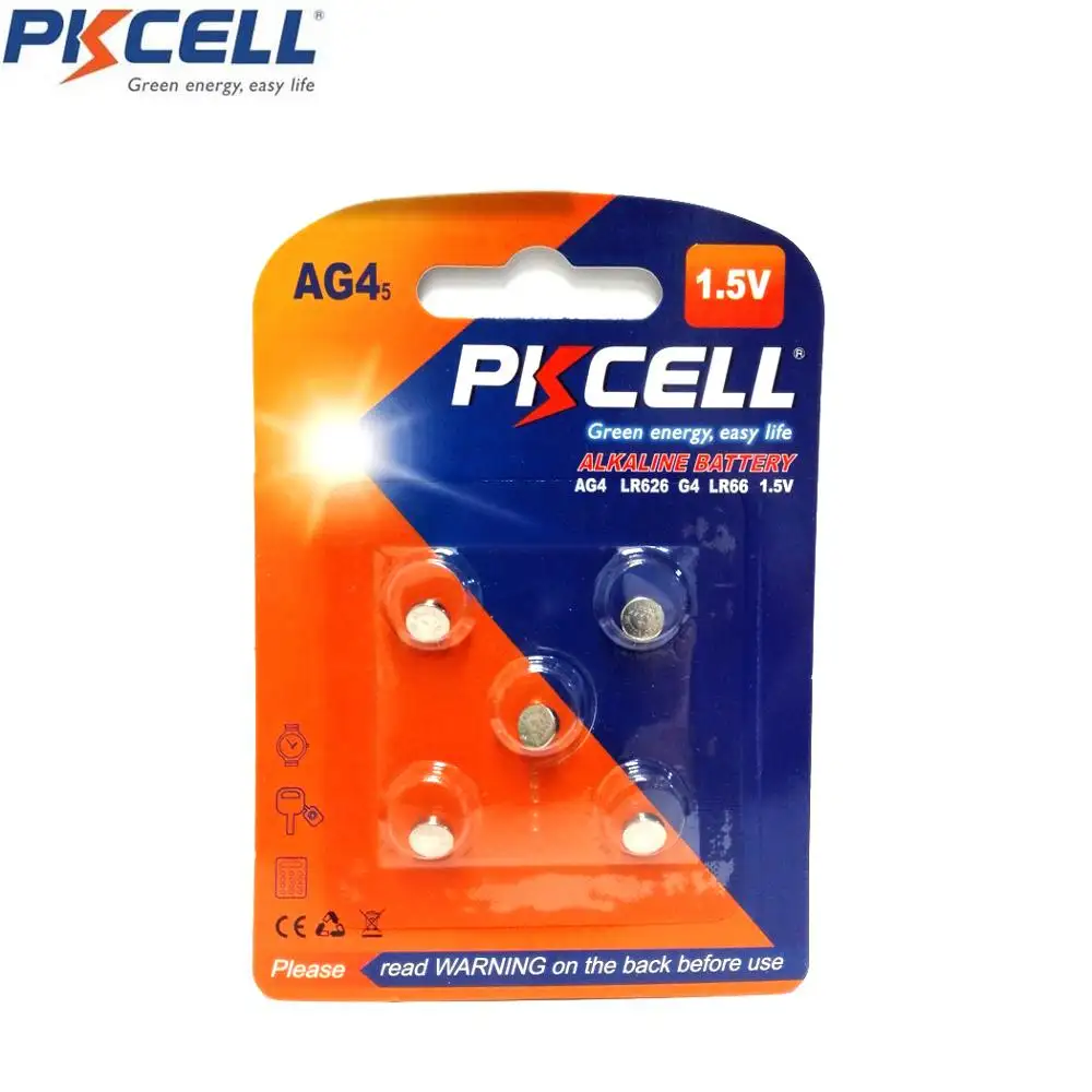 PKCELL 0% hg Watch Battery Ag4 D377 626 Lr626 Sr66 Sr626Sw 1.5V Alkaline button battery 5B