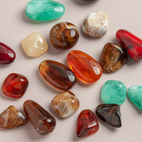 Grandes perles acryliques focales, formes variées, ambre, écaille de tortue, marbre, perles en vrac à grand trou pour maillots de bain, colliers, bijoux DIY, vente en gros