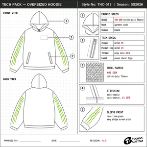 Sweat-shirt à capuche surdimensionné en polaire avec poches zippées et imprimé néon sur les manches - Product Image 2