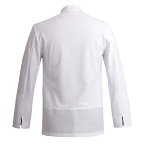 Veste <span class=keywords><strong>de</strong></span> <span class=keywords><strong>chef</strong></span> hybride tissée légère et respirante pour utilisation en restaurant Impression en relief personnalisable Service OEM pour la marque - Product Image 5