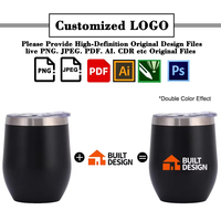 Gobelet à vin en acier inoxydable de 12 oz avec couvercle, tasse à double paroi sous vide, cadeau promotionnel d'entreprise, vente en gros, logo personnalisé, gobelet à sublimation