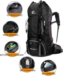 <span class=keywords><strong>Mochila</strong></span> de Senderismo y Camping Impermeable de 60L, Personalizada, al por Mayor, ODM, con Correa Desmontable, Cierre de Cremallera, Anti-Robo - Product Image 2