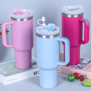 New Glass Stainless Steel Insulated 40Oz Mug Cup Tumbler <b>With</b> Spill Proof Lid <b>With</b> Handle <b>With</b> <b>Straw</b> - Product Image 4