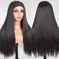 Perruque bandeau sans dentelle, couleur naturelle, cheveux raides, pour femmes noires, 100% cheveux humains