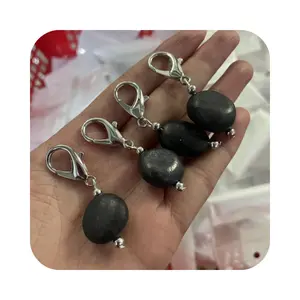 Wholesale crystal healing black shungite gemstone donghai hengmei quartz craft gift dog tag rock for fengshui