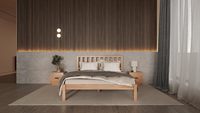 Lit en bois de hêtre massif Inweto, design élégant et classique, 200x160, robuste, pour chambre à coucher