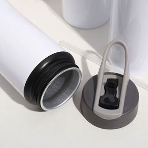 Bouteilles d'eau en aluminium Prosub 500 ml (17 oz) vierges pour sublimation, avec couvercles et pailles, idéales pour le sport, les voyages et les excursions en extérieur, résistantes à l'eau bouillante - Product Image 4
