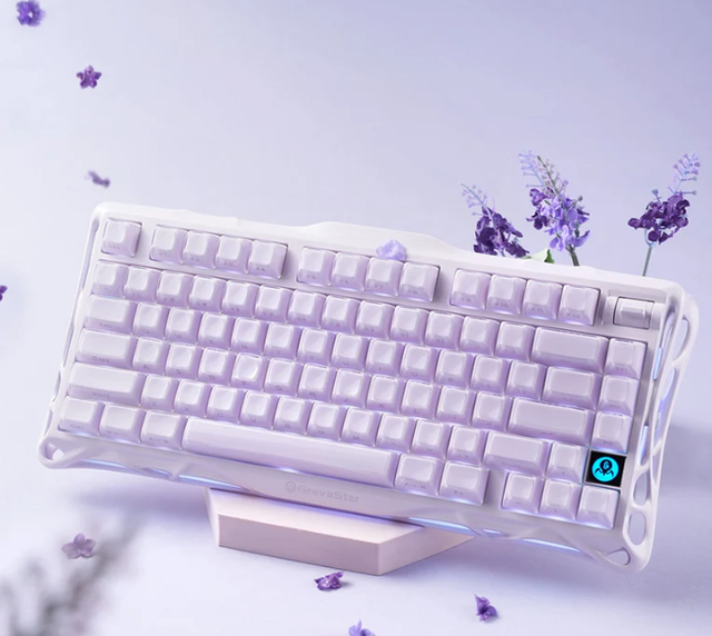 GravaStar Mercury K1 Lavender Purple 75% Tri-Mode Wireless Mechanical Keyboard Hot-Swap 8000mAh RGB for Gaming