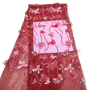 Mejor venta mariposa bordado, diseño de bordado de tela de encaje Africana venta al por mayor - Product Image 6