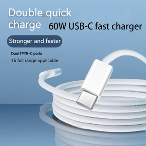 <span class=keywords><strong>USB</strong></span> Type-C dữ liệu sạc cáp 60W điện 1m chiều dài cho Iphone 15 16 Pro Max ban đầu bện 60W phí Cáp <span class=keywords><strong>USB</strong></span> C để Type-C - Product Image 3