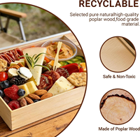 Petites boîtes à charcuterie avec couvercles transparents, contenants alimentaires pliables en bois, boîtes à emporter pour apéritifs, desserts, sushis, plateaux de service