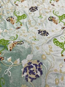 Nais Mới Nhất 100 Polyester Mềm Màu Đen Màu Đỏ Lá Mô Hình Nhung Ren Thêu Vải Cho Đảng Ăn Mặc Quần Áo - Product Image 6