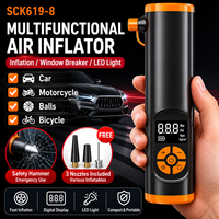 Pompe à air ABS pour voiture, affichage numérique, électrique, sans fil, multifonction, marteau de sécurité, éclairage LED, gonfleur de pneus portable