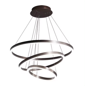 Lámpara colgante de círculo colgante para sala de estar interior, candelabro de anillo de acero LED moderno - Product Image 2