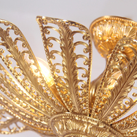 Lampes de plafond décoratives vintage en laiton, style rococo, feuilles classiques, bronze antique, éclairage