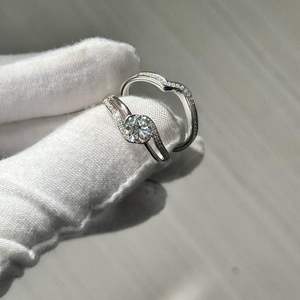 KEEVA JEWELS 950 Platinum 1.10 Carat F-G/VS Round Lab Grown Diamond Engagement <b>Ring</b> with Wedding <b>Band</b> Women's Size - Product Image 6