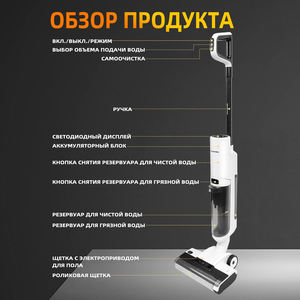 Double Roller Brush Vacuum Mop Household Floor Scrubber Self-Cleaning Wet and Dry Cordless Floor Cleaner - Product Image 5