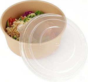 Bol en papier rond jetable blanc personnalisable avec couvercle, qualité alimentaire, pour emporter, idéal pour les collations, le sucre, les bonbons, les salades et autres aliments - Product Image 4