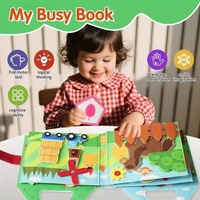 Livre d'activités Montessori en feutre doux, jouet éducatif précoce pour tout-petits, apprentissage de la ferme, tableau d'activités, livre silencieux avec marionnettes à doigts