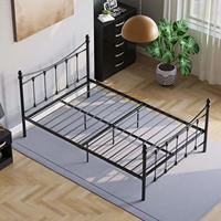 Cadre de lit en métal de style européen lit double transformable à montage facile tissu d'ameublement maison hôtels écoles appartements