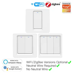 WiFi ZigBeeスマートプッシュボタンスイッチニュートラル不要2MQTTセットアップTuyaAPPコントロールとAlexa Google Home2/3ウェイ