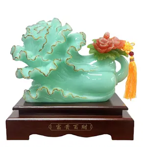 Adornos de repollo Feng Shui chino 2024, venta al por mayor, artesanías de resina decorativas para interiores, estatuas de repollo de Jade