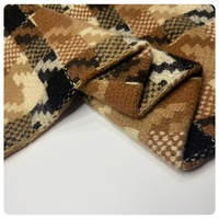 Tissu Tweed Pied-de-Poule Mel Tone Personnalisable 433 g/m², 100 % Polyester avec Fil Doré pour Manteaux, Blazers, Jupes et Sacs pour Filles