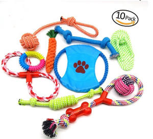 Özel pet köpek çiğnemek oyuncak <span class=keywords><strong>10</strong></span> paket set top kauçuk pamuk halat interaktif köpek oyuncak - Product Image 1