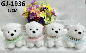 Oso de peluche Gj-1936 de 13 cm con collar de perlas y volantes azules para niños - Product Image 3
