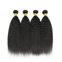 Cheveux Humains Naturels Bruts, Tissage Yaki Léger, Paquets Raides Crépus en Gros avec Frontal et Closure en Dentelle HD Transparente