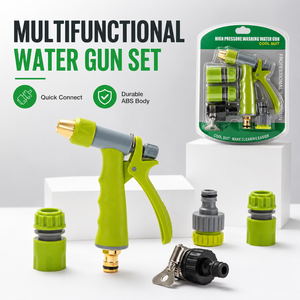 Pistola de Agua de Alta Presión de Plástico Color Verde Manzana, en Blíster, Juego de 4 Piezas, Tipo Ducha para el Hogar, Suministro de Fábrica - Product Image 1