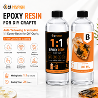 Résine époxy liquide bicomposante haute clarté SZFlyFish, colle cristalline AB 1 kg, pour bricolage, artisanat, facile à couler, auto-nivelante, pour le travail du bois