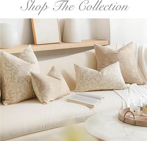 Housses de <span class=keywords><strong>coussin</strong></span> en coton et lin <span class=keywords><strong>blanc</strong></span> crème motif floral pour décoration de canapé de salon esthétique de la maison - Product Image 5