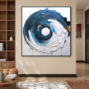 Arte Original 100% Hecho a Mano, Venta Especial, Pintura al Óleo Abstracta Moderna en Azul y Blanco con Textura sobre Lienzo, Decoración de Pared de Tamaño Personalizado - Product Image 1