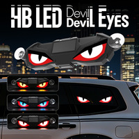 Lampe de sécurité universelle à LED solaire pour voiture, type « Demon Eye », avec détection de vibration et clignotement, accessoire de montage pour ambiance lumineuse