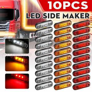 6/10 Piezas, 12V 24V, 3 LED, Luz de Advertencia Lateral Externa para Automóvil, Luz de Posición Ovalada, Luz de Freno, Lámpara para Remolque, Camión, Autobús - Product Image 1
