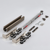Système de poulies pour porte coulissante à double fermeture douce, 8 roues, robuste, en nickel, design moderne, pour usage hôtelier, capacité 100 kg