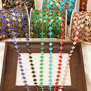 Collier en acier inoxydable plaqué or 18 carats avec pendentif trèfle à quatre feuilles en émail <span class=keywords><strong>pour</strong></span> la fabrication de <span class=keywords><strong>bijoux</strong></span> DIY - Product Image 2