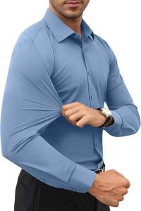 Camisas de Vestir para Hombre, Cuello Clásico, Corte Entallado, Transpirables, Color Azul Marino, para Oficina y Brunches de Fin de Semana, Temporada de Primavera - Product Image 2