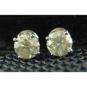 Pendientes de Diamantes Jewelspaark, 2.07 Ct, Corte Redondo, Color I-J, Claridad I2-I3, Oro Blanco de 14K, Engaste de Garras, para Compromiso - Product Image 3