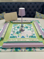 Hqyc – Nouvel ensemble de tuiles de mahjong américaines de style chinois en acrylique coloré UV gravé au laser, couleur crème opalescente Danse du Lion