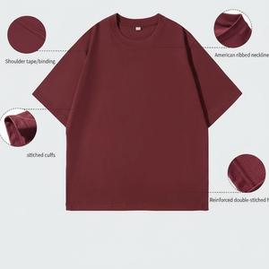 T-shirt da uomo personalizzabile con logo, 300 grammi, pesante, 100% cotone, girocollo, casual, taglie forti, vestibilità ampia, a manica corta - Product Image 6